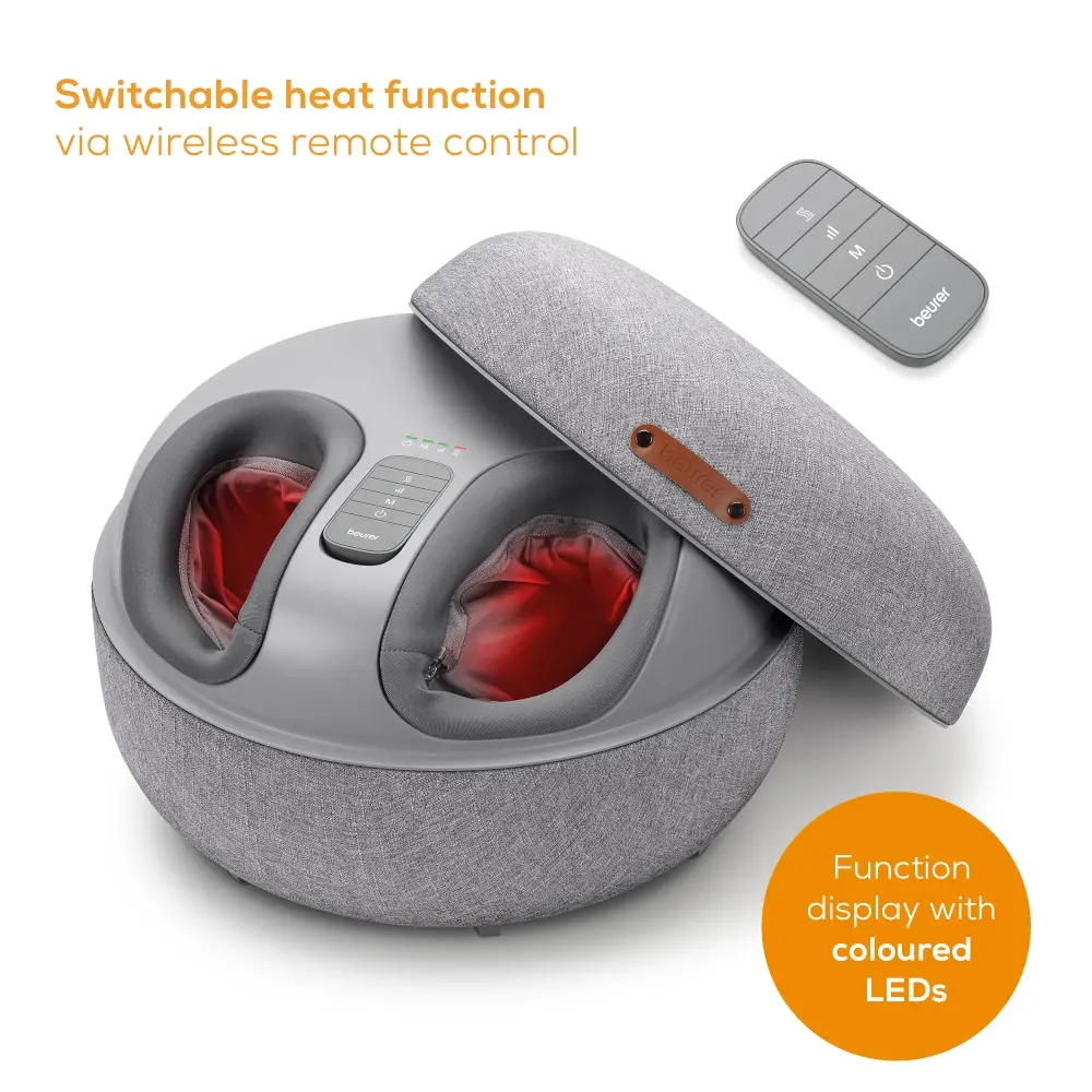 Масажор, Beurer FM 120 Shiatsu foot massager + modern stool; Shiatsu and air pressure massage; Heat function; 3 massage programmes; 3 intensity levels of air compression massage; shoe size 46; washable and removable cover; wireless control - image 5