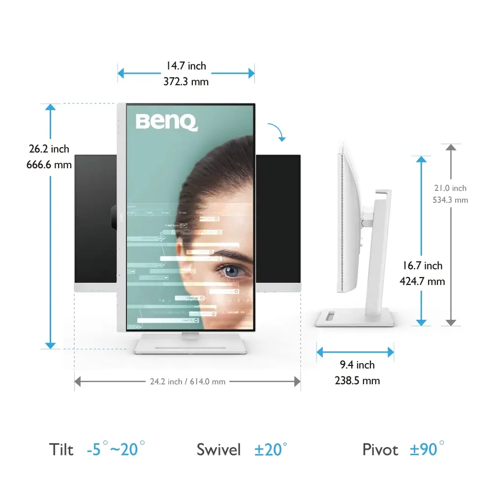Οθόνη, BenQ GW2790QT 27" IPS, 5ms, QHD 2560x1440, 75Hz, 99% sRGB, Eye Reminder, Flicker-free, LBL, B.I. Gen2, ePaper, 1000:1, 20M:1 DCR, 8 bit - image 8