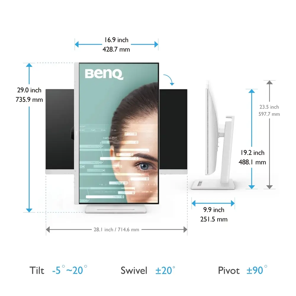 Οθόνη, BenQ GW3290QT 32" IPS, 5ms, QHD 2560x1440, 75Hz, 99% sRGB, Eye Rem., Eye-CareU, Flicker-free, LBL, B.I. Gen2, ePaper, 1000:1, 20M:1 DCR, 8 bit - image 7