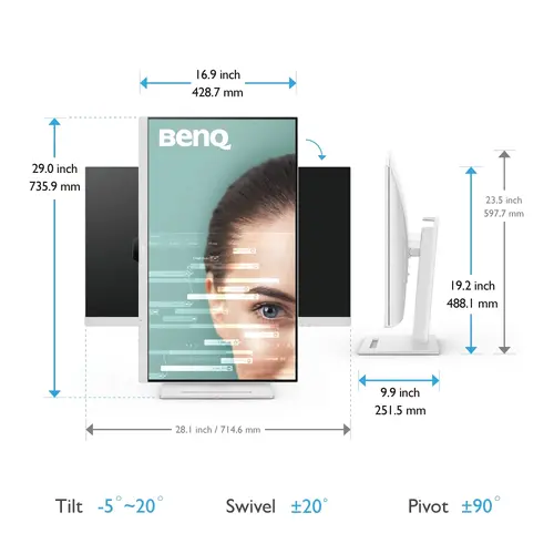 Οθόνη, BenQ GW3290QT 32" IPS, 5ms, QHD 2560x1440, 75Hz, 99% sRGB, Eye Rem., Eye-CareU, Flicker-free, LBL, B.I. Gen2, ePaper, 1000:1, 20M:1 DCR, 8 bit - 8