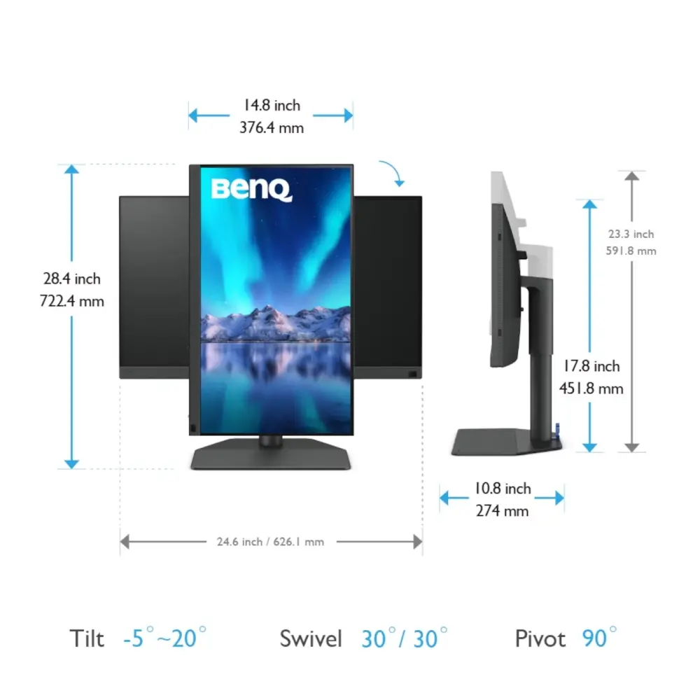 Οθόνη, BenQ SW272Q 27" IPS, 2K, 2560x1440 2K, 300 cd/m2, Οθόνη για φωτογράφους, 100% sRGB, 99% Adobe RGB, 99% P, Hard.Calubrat., 1.07 δισεκατομμύρια - image 7