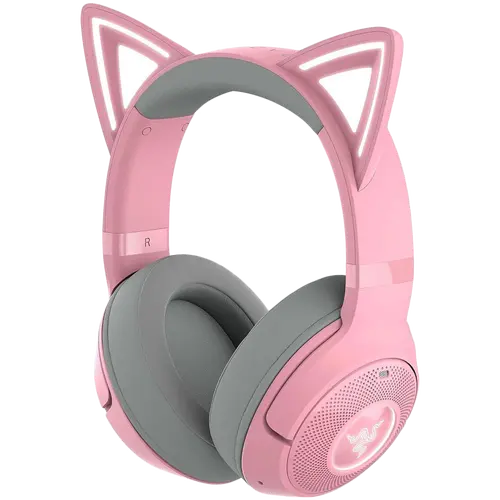 Kraken Kitty BT V2 - Quartz Ed. Pink, Wireless Gaming Headset, Kitty Ears and Earcups, Bluetooth 5.2 with Gaming Mode, TriForce 40 mm Drivers, Built into the earcups microphone, Up to 40-hour Battery Life with Type C Charging