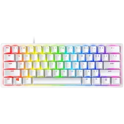 Razer Huntsman Mini White, Linear Optical Switch, size 60%, RGB Chroma, Doubleshot PBT Keycaps, Standard Bottom Row Layout, Fully programmable keys with on-the-fly macro recording, 1000 Hz Ultrapolling, Aluminum construction