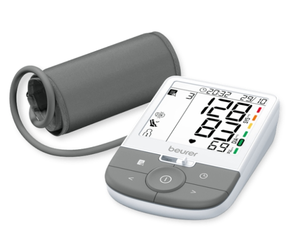 Апарат за кръвно налягане, Beurer BM 53 upper arm blood pressure monitor, 120 memory space, XL display with backlight, Detection of atrial fibrillation (AFIB), HSD, Risk indicator, USB-C connection, Arrhythmia detection, Cuff size from 22 - 42 cm, Storage bag