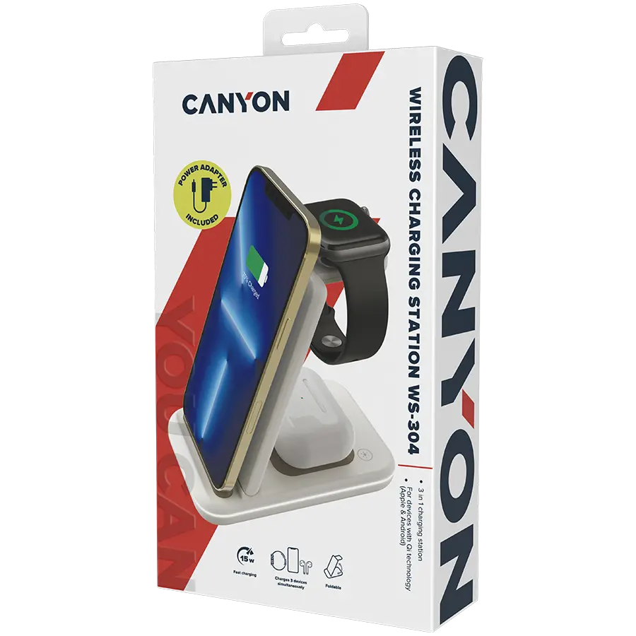 CANYON wireless charger WS-304 15W 3in1 Cosmic Latte - image 7