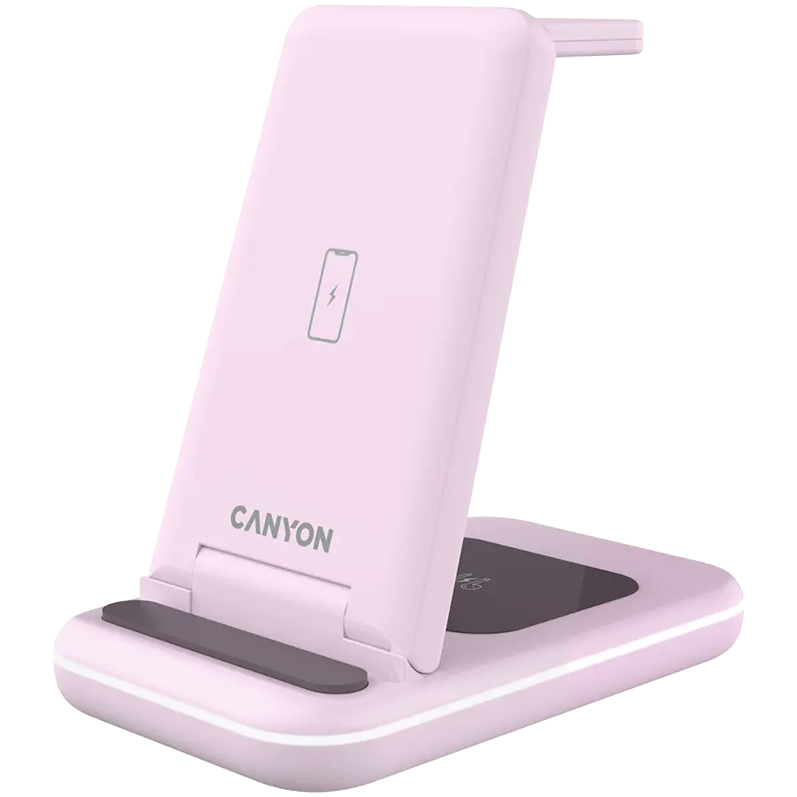 CANYON wireless charger WS-304 15W 3in1 Iced Pink - image 1