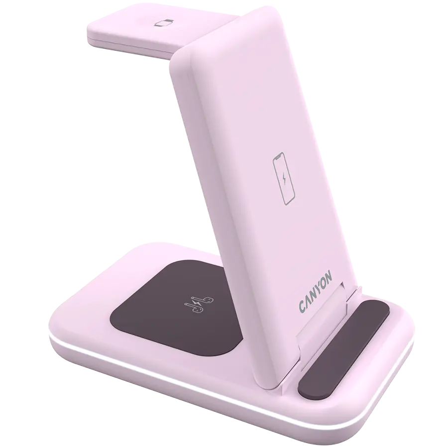 CANYON wireless charger WS-304 15W 3in1 Iced Pink - image 3