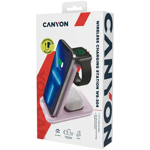 CANYON wireless charger WS-304 15W 3in1 Iced Pink - image 8