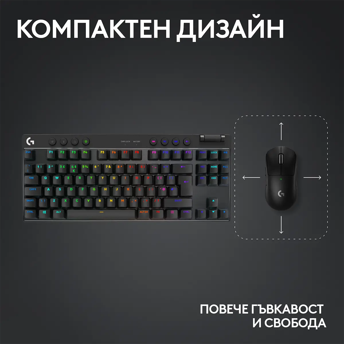 Tastatură, Logitech G PRO X TKL LIGHTSPEED Gaming Keyboard - NEGRU - US INT'L - 2.4GHZ/BT - N/A - EMEA28-935 - TACTILE - image 2
