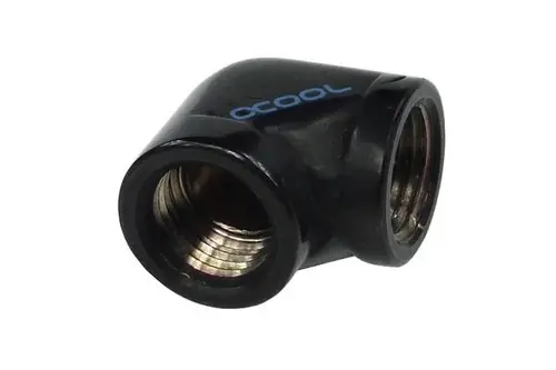 Conector L Alphacool HF, Filet interior G1/4 - G1/4, 90°, Negru mat - 1