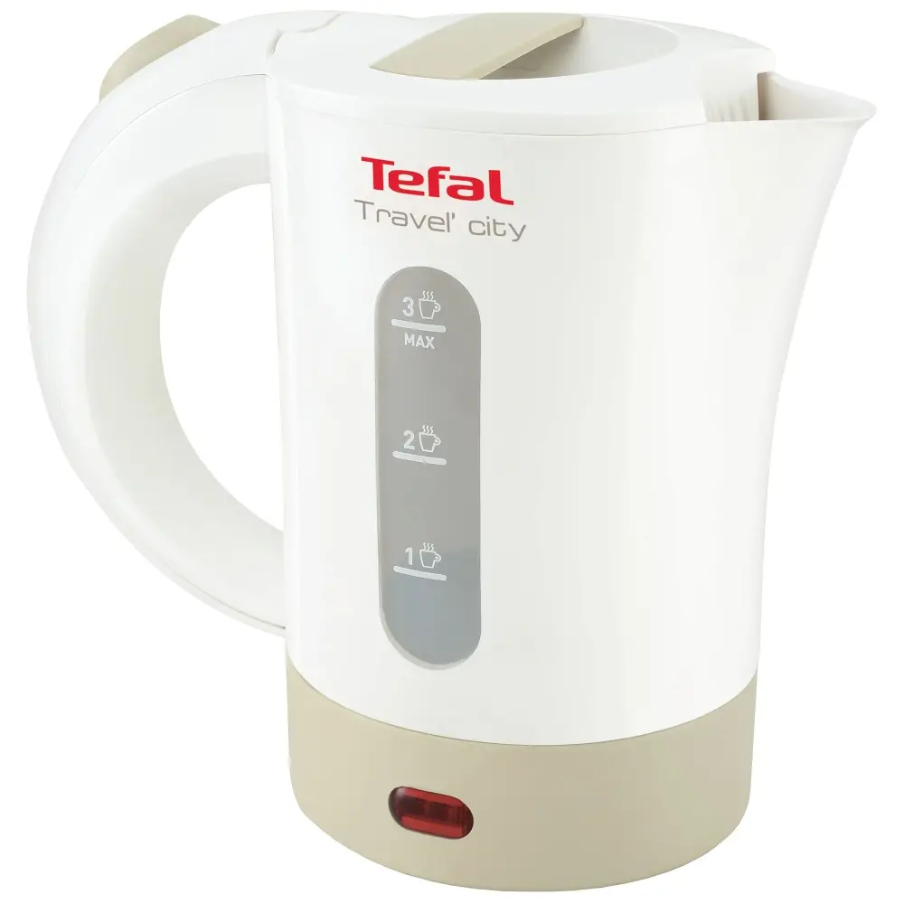 Fierbător electric, Tefal KO120130 TRAVEL CITY2 0.5L alb & gri, 2 căni, geantă de călătorie, lingură