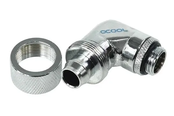Компресионен фитинг Alphacool, 16/10 - G1/4, 90°, Въртящ се, Хром - image 2