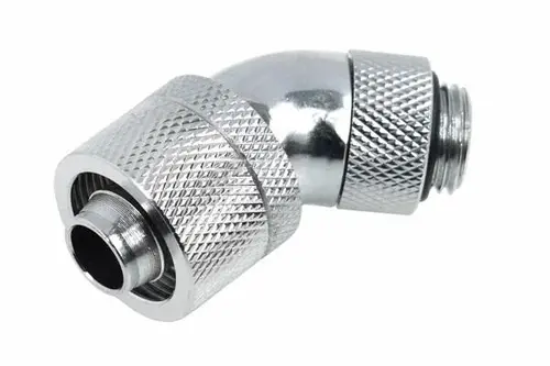 Συνδετήρας συμπίεσης Alphacool, 16/10 - G1/4, 45°, Περιστρεφόμενος, Χρώμιο - 1