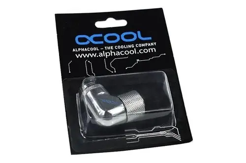 Компресионен фитинг Alphacool, 13/10 - G1/4, 90°, Въртящ се, Хром - image 3