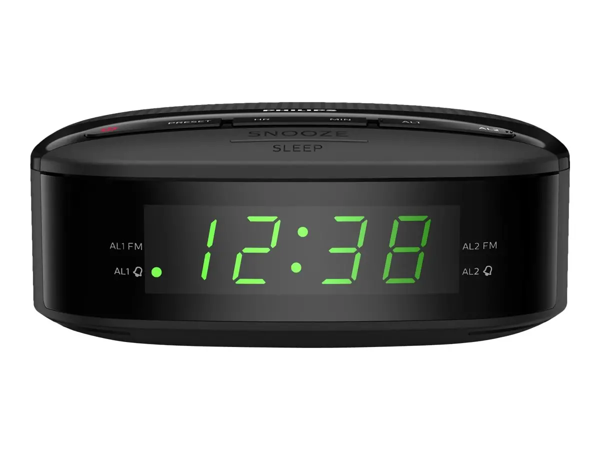 PHILIPS radio cu ceas și alarmă, alarmă dublă, baterie de rezervă în caz de întrerupere a alimentării, negru - image 2