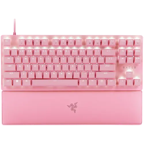Razer Huntsman V2 Tenkeyless Pink, Optical Gaming Keyboard (Linear Optical Switches Gen-2), US Layout, Doubleshot PBT Keycaps, Sound Dampening Foam, Razer Chroma™ RGB, Up to 8000Hz polling rate, Aluminum matte top plate
