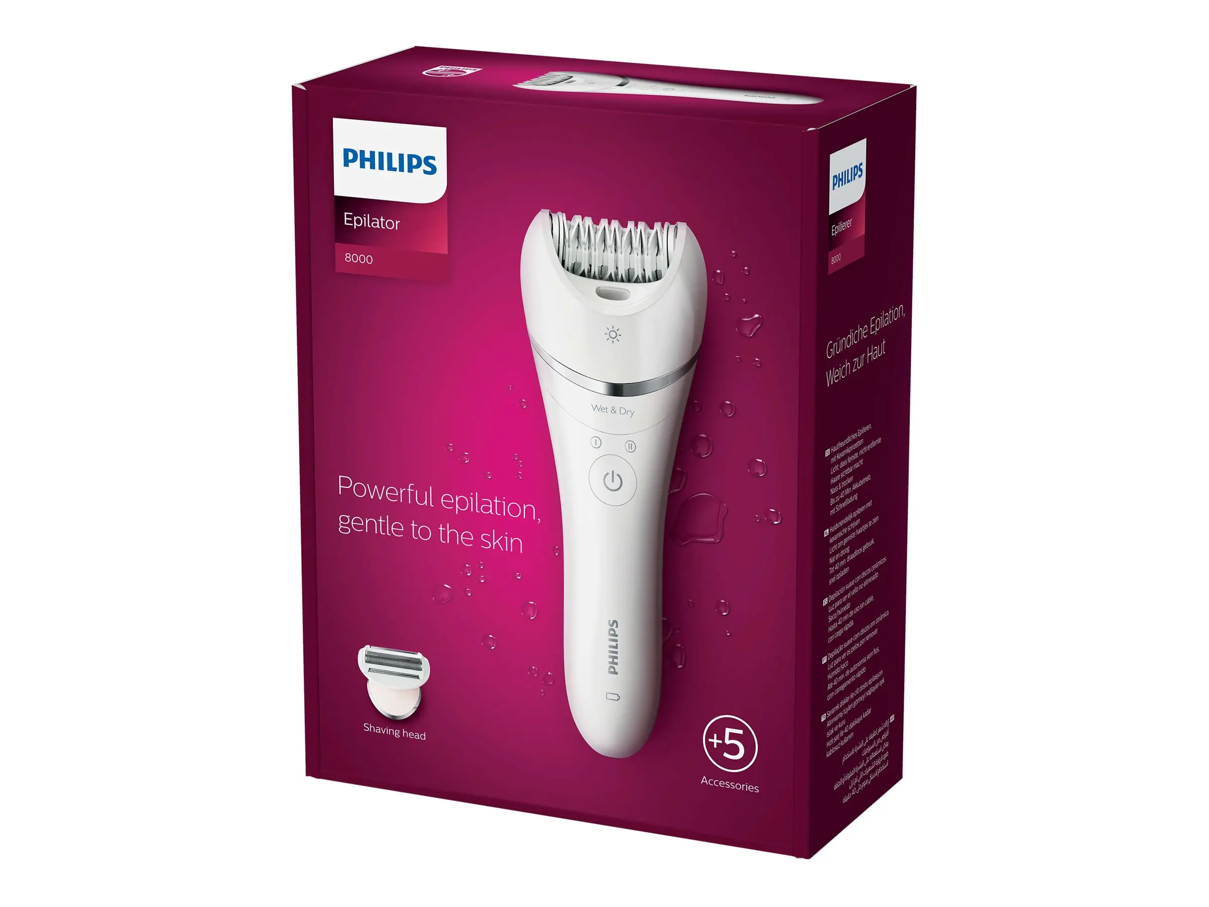 PHILIPS Αποτριχωτική μηχανή σειρά 8000 για χρήση σε υγρό και στεγνό δέρμα, για πόδια και σώμα + 5 αξεσουάρ - image 3