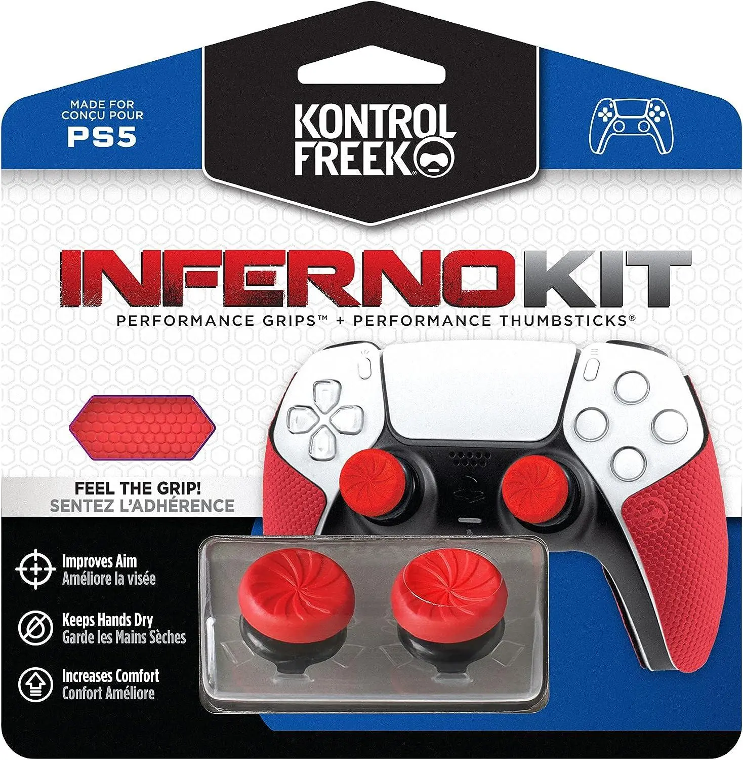 Аксесоар Kontrolfreek Performance Inferno Kit PS5 с включени сменяеми бутони и грипове за DualSense - image 1