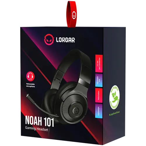 LORGAR Noah 101, Gaming headset with microphone, 3.5mm jack connection, cable length 2m, foldable design, PU leather ear pads, size: 185*195*80mm, 0.245kg, black - image 6