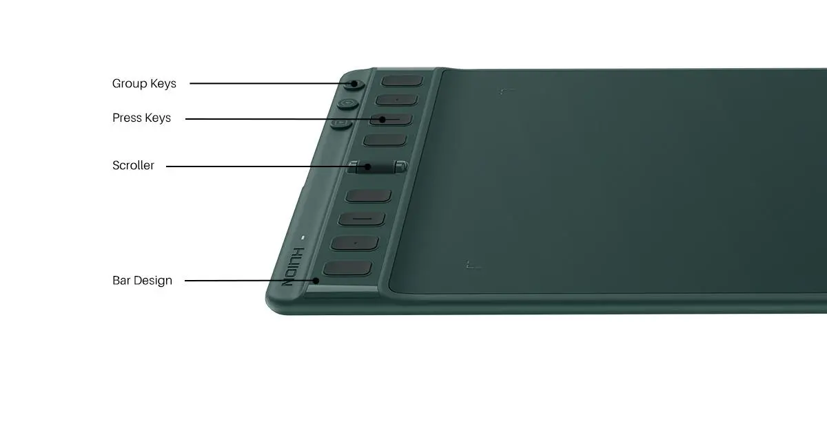 Графичен таблет HUION Inspiroy 2 M, 5080 LPI, Зелен - image 6