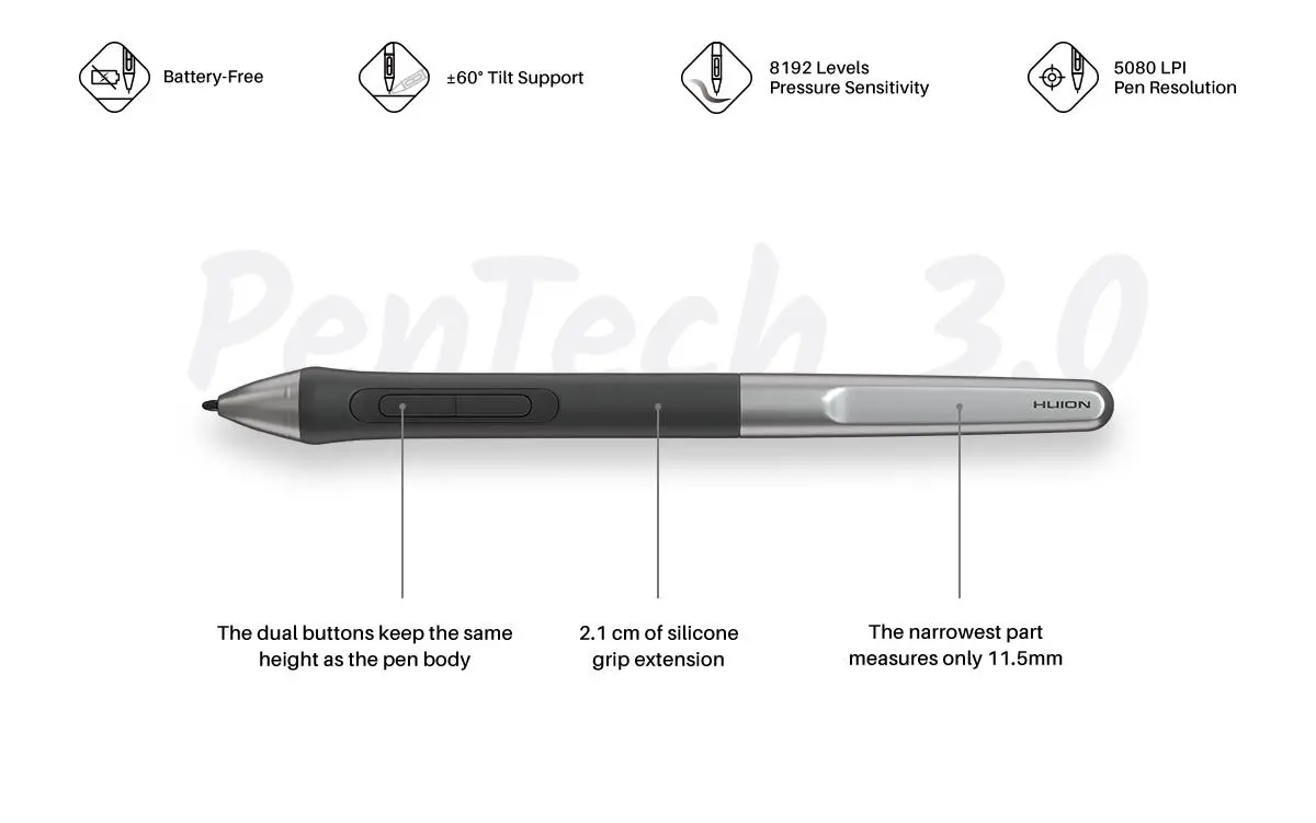 Графичен таблет HUION Inspiroy 2 M, 5080 LPI, Зелен - image 7