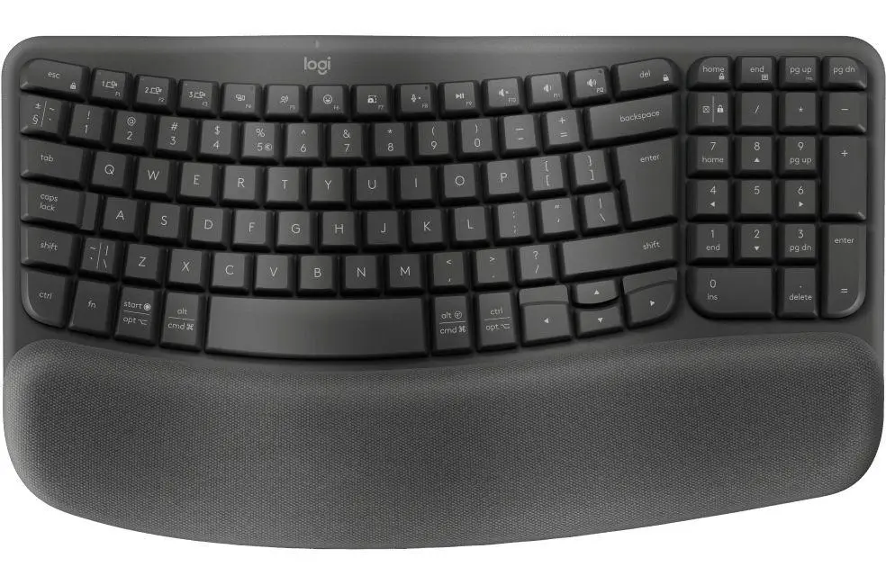 Клавиатура, Logitech Wave Keys wireless ergonomic keyboard - GRAPHITE - US INT`L - 2.4GHZ/BT - N/A - INTNL-973 - UNIVERSAL