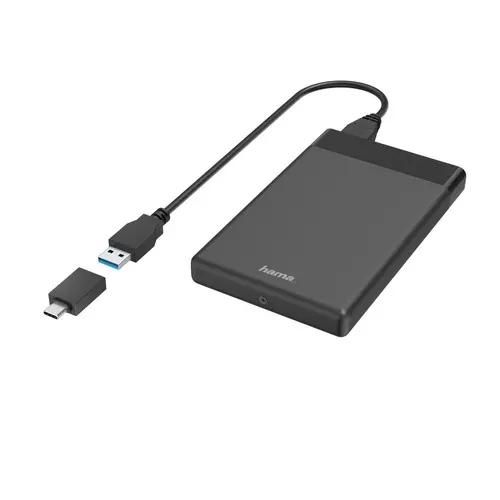 Θήκη σκληρού δίσκου HAMA, 2.5", SSD, HDD, USB 3.2 Gen 1, SATA III, Μαύρο - 1