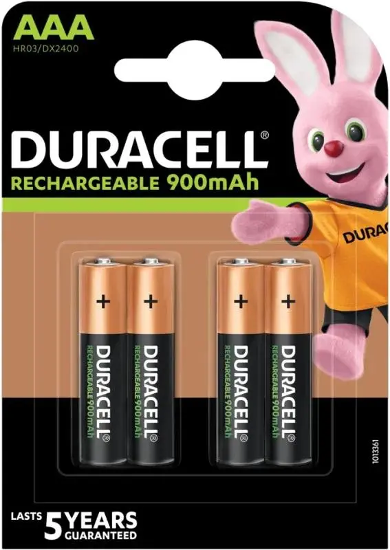 Acumulator DURACELL R03 AAA, 900mAh NiMH, 1.2V, 4 buc. în ambalaj