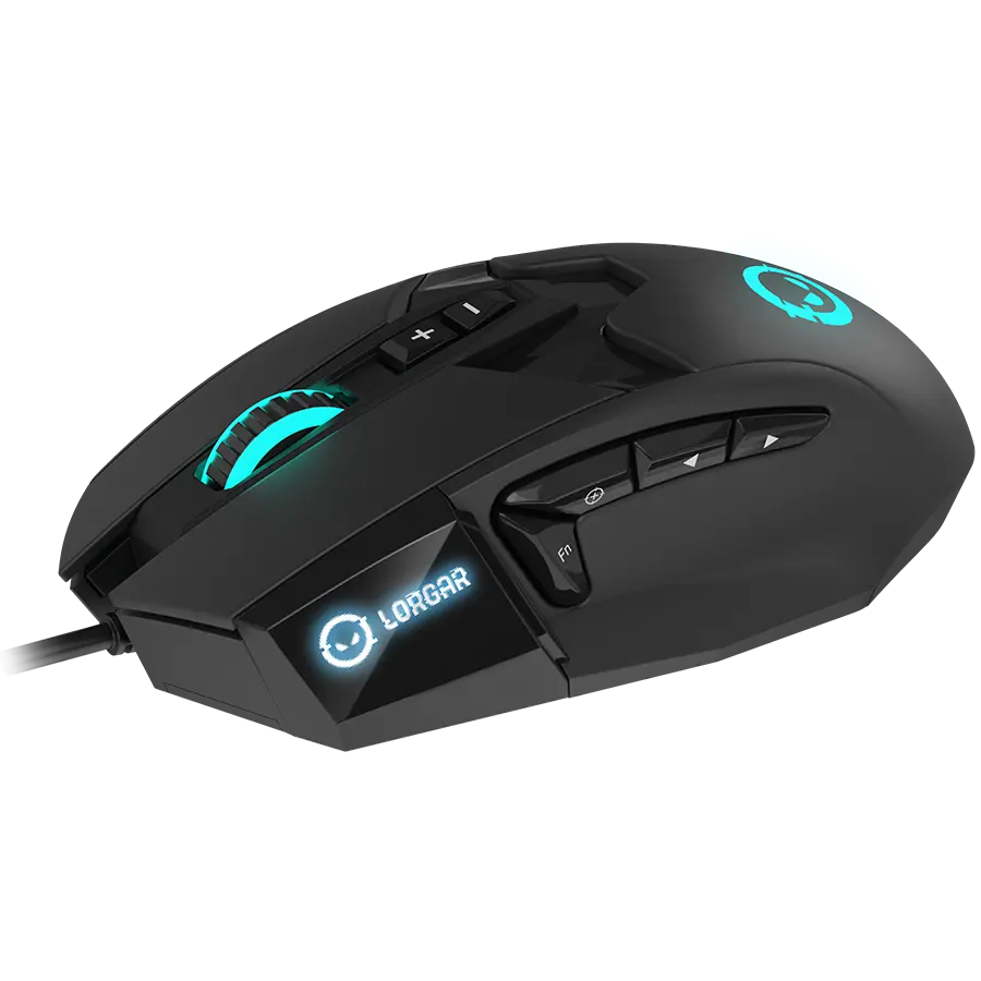 LORGAR Stricter 579, gaming mouse, 9 programmable buttons, Pixart PMW3336 sensor, DPI up to 12 000, 50 million clicks buttons lifespan, 2 switches, built-in display, 1.8m USB soft silicone cable, Matt UV coating with glossy parts and RGB lights with 4 LED flowing modes, size: 131*72*41mm, 0.127kg, black - image 4