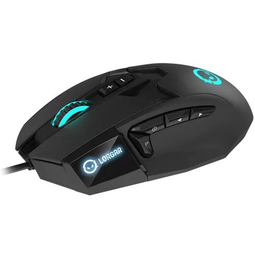 LORGAR Stricter 579, gaming mouse, 9 programmable buttons, Pixart PMW3336 sensor, DPI up to 12 000, 50 million clicks buttons lifespan, 2 switches, built-in display, 1.8m USB soft silicone cable, Matt UV coating with glossy parts and RGB lights with 4 LED flowing modes, size: 131*72*41mm, 0.127kg, black - image 4