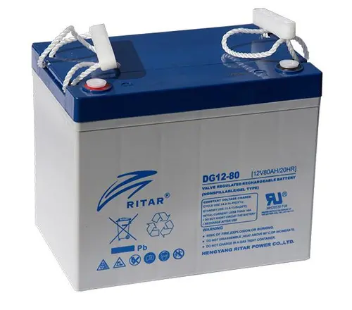 Baterie cu plumb cu gel RITAR (DG12-80), 12V, 80Ah, F15/M6 / F11/M6, Pentru sisteme solare - 1