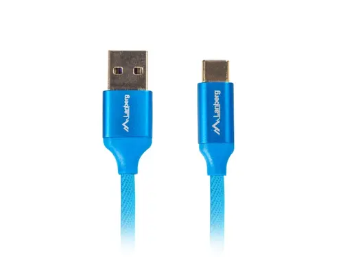 Кабел, Lanberg USB-C(M) ->  USB-A (M) 2.0 cable 0.5m, blue QC 3.0 premium - image 1