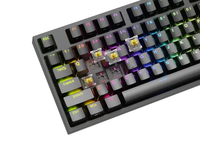 Клавиатура, Genesis Gaming Keyboard Thor 404 TKL Black RGB Backlight US Layout Yellow Switch - image 1