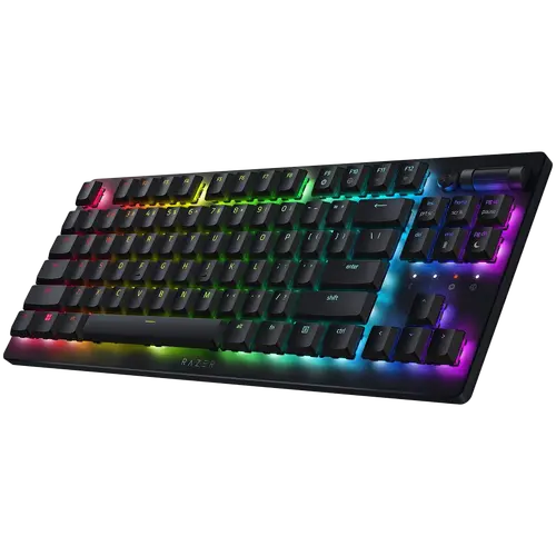 Razer DeathStalker V2 Pro Tenkeyless - Linear Optical Switch - US - Black, Gaming Keyboard, Razer™ Low-Profile Optical Switches (Linear),  RGB Chroma, Top-Class Connectivity, Ultra-Long 50-hour Battery Life, Fully programmable keys with on-the-fly macro recording, 70 million keystroke lifespan, 5052 Aluminium Alloy Top Case