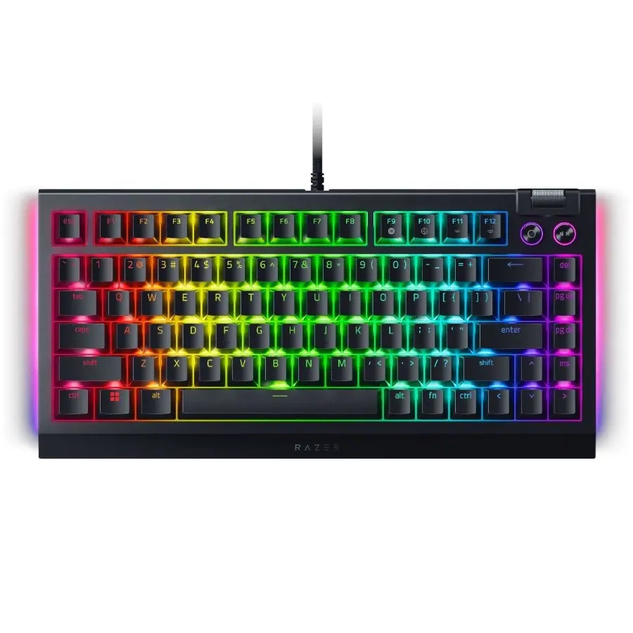 Razer BlackWidow V4 75%, Gaming Keyboard, US Layout, Razer Chroma RGB, Hot-swappable Design, Detachable Type C Cable, PCB & Case sound dampening foam, Up to 8,000 Hz polling rate, Doubleshot ABS Keycaps, Magnetic Plush Leatherette - image 1