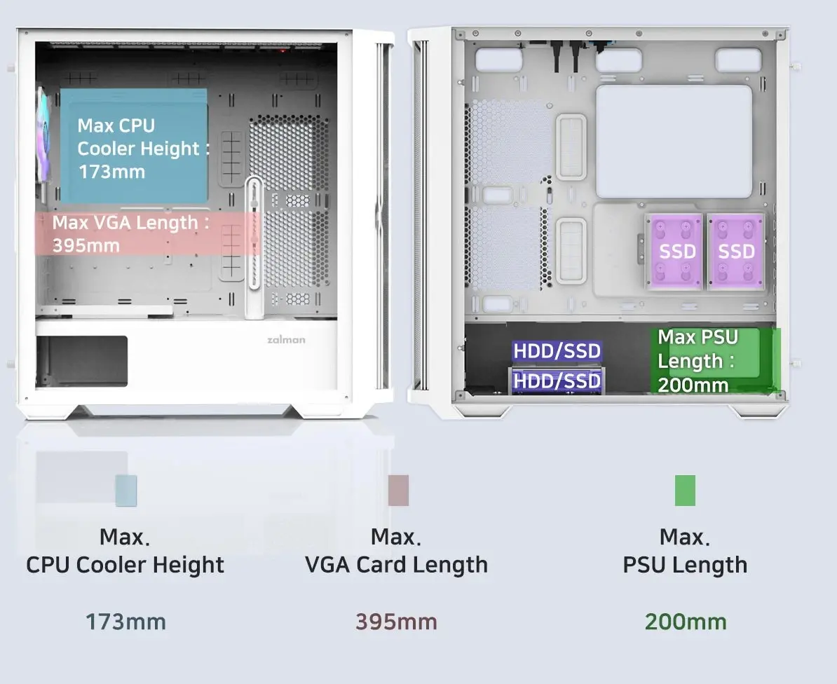 Zalman кутия Case EATX - Z10 DUO White - Mesh/Tempered Glass - image 21