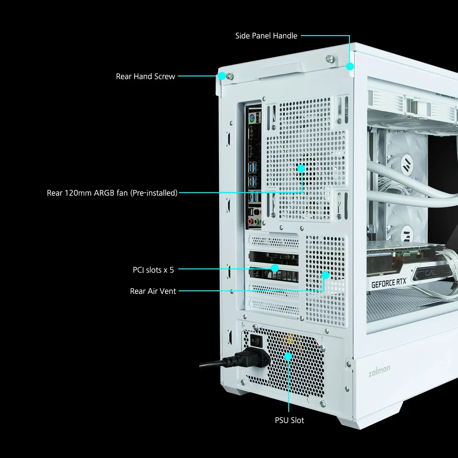 Zalman carcasă Case mATX - P30 White - aRGB, Tempered Glass - image 16