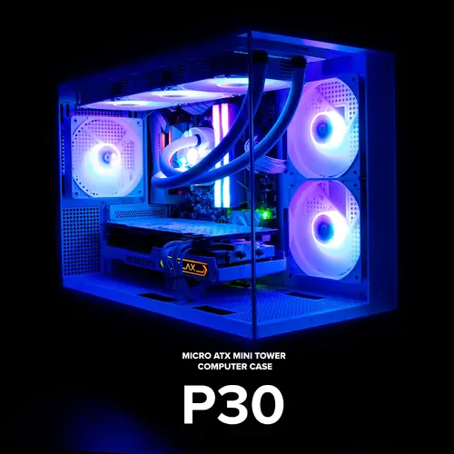 Zalman кутия Case mATX - P30 White - aRGB, Tempered Glass - image 18