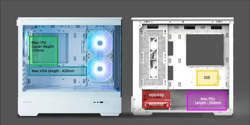 Zalman carcasă Case mATX - P30 White - aRGB, Tempered Glass - 38