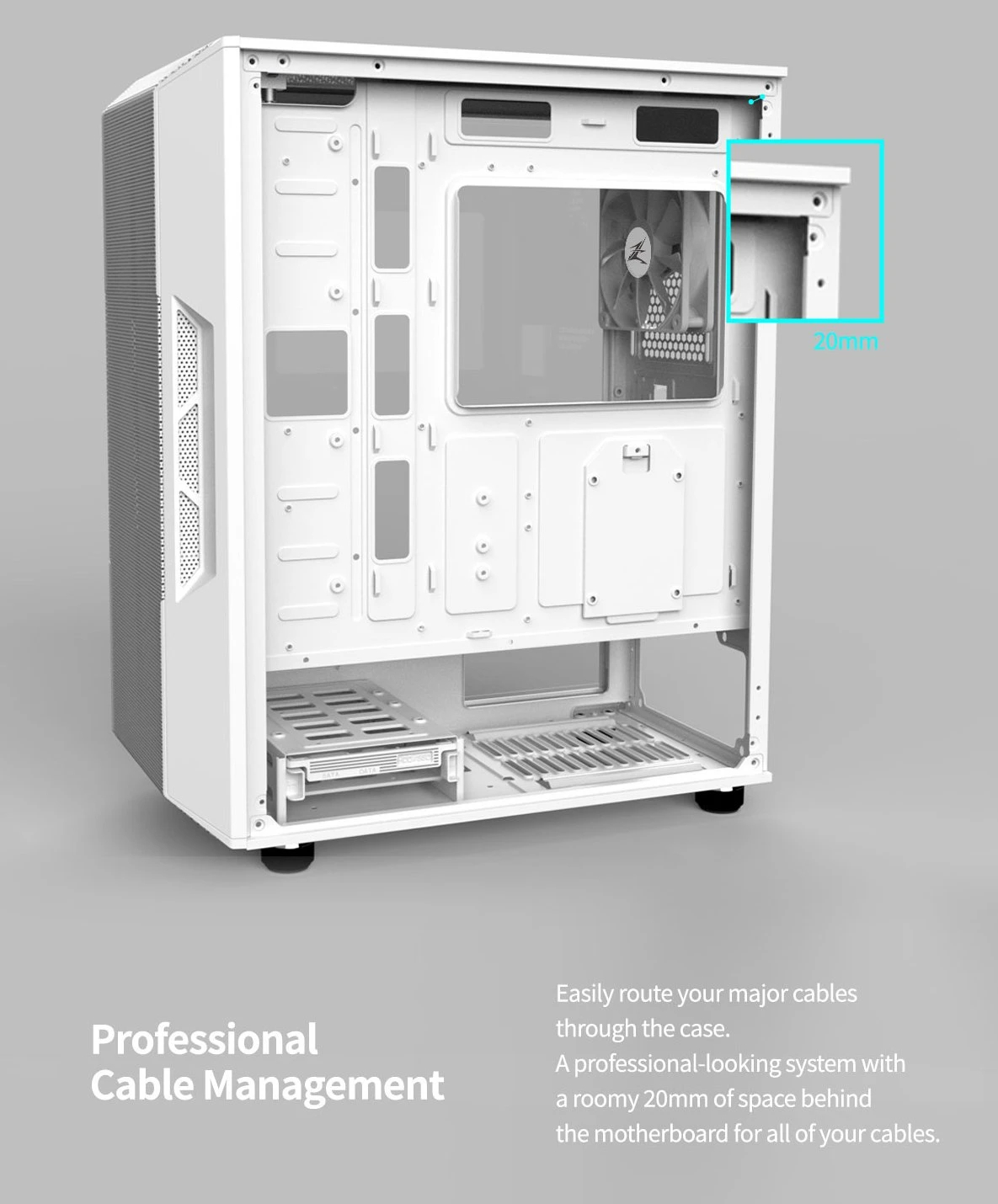 Zalman кутия Case ATX - I3 NEO White - RGB, Mesh - image 14