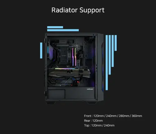 Zalman кутия Case ATX - I3 NEO TG Black - aRGB, Tempered Glass - image 15