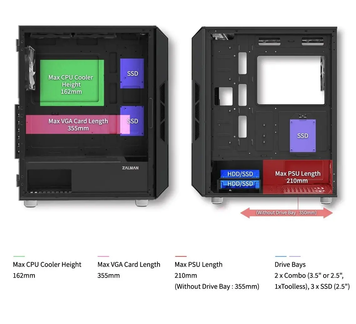 Zalman кутия Case ATX - I3 NEO Black - RGB, Mesh - image 15