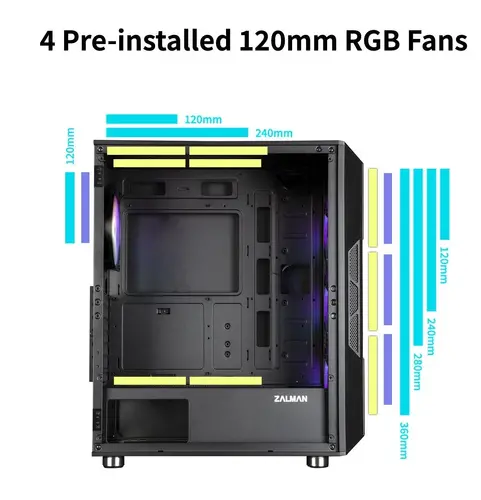 Zalman кутия Case ATX - I3 NEO Black - RGB, Mesh - image 16