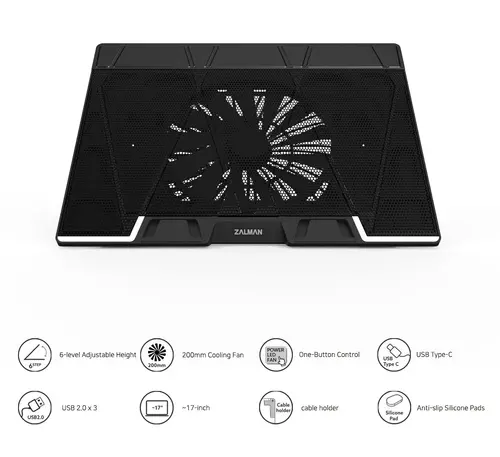 Zalman Ψύξη για laptop Notebook Cooler 17" Μαύρο ZM-NS3000 - 6