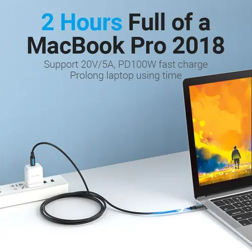 Vention Кабел USB 2.0 Type-C to Type-C - 1.5M Black 5A Fast Charge - COTBG - image 2