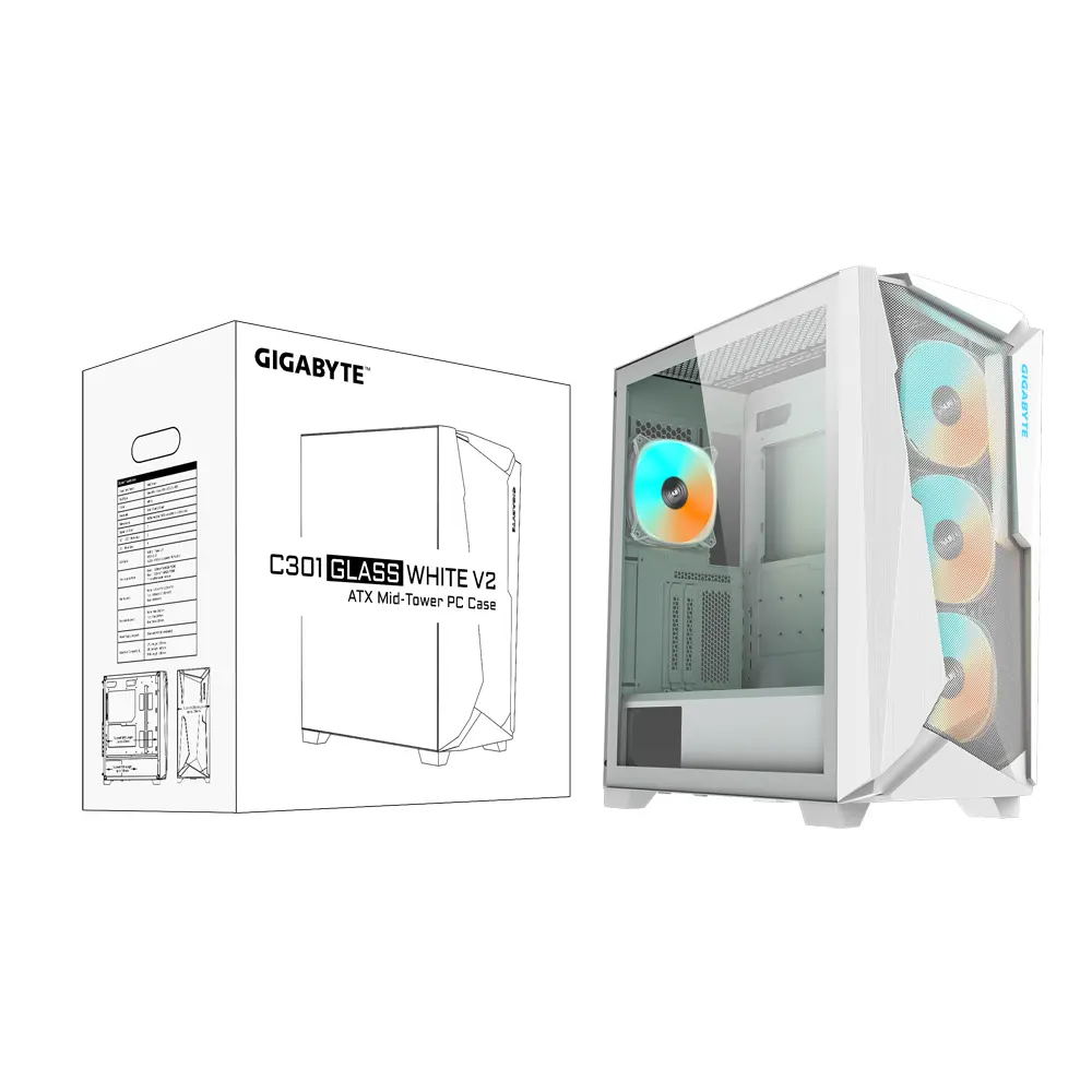 Кутия Gigabyte C301 WHITE V2, TG, Mid-Tower - image 7