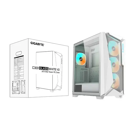 Кутия Gigabyte C301 WHITE V2, TG, Mid-Tower - image 7