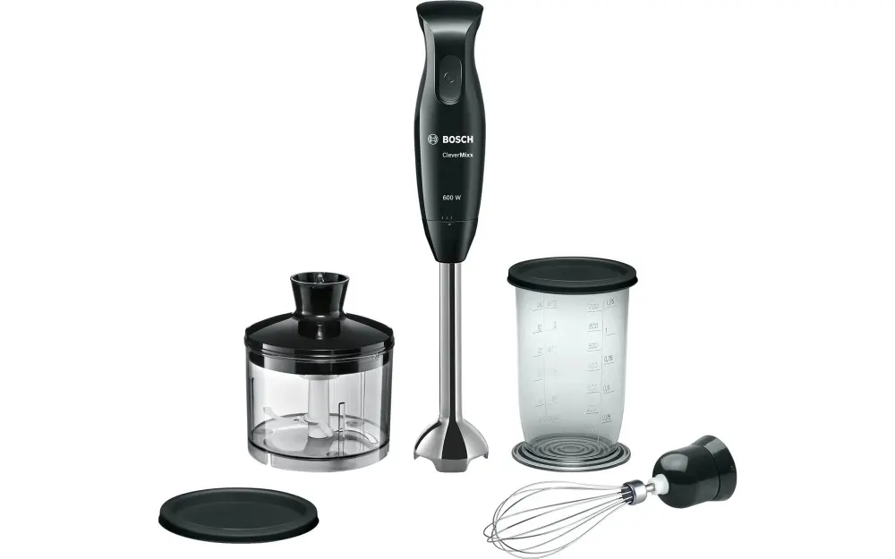 Μπλέντερ χειρός, Bosch MSM2650B, Blender, CleverMixx, 600 W, QuattroBlade, Περιλαμβάνεται chopper και blender, Συρμάτινο αυγοδάρτη από ανοξείδωτο