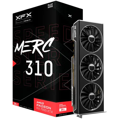 XFX AMD Video Card RX-7900XTX Speedster MERC310 BLACK 24GB GDDR6 384bit, 2615 MHz / Gbps, 3 x DP, 1 x HDMI,  3 fan, 2 slot - image 1