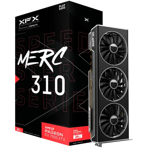 XFX AMD Video Card RX-7900XTX Speedster MERC310 BLACK 24GB GDDR6 384bit, 2615 MHz / Gbps, 3 x DP, 1 x HDMI,  3 fan, 2 slot - image 9